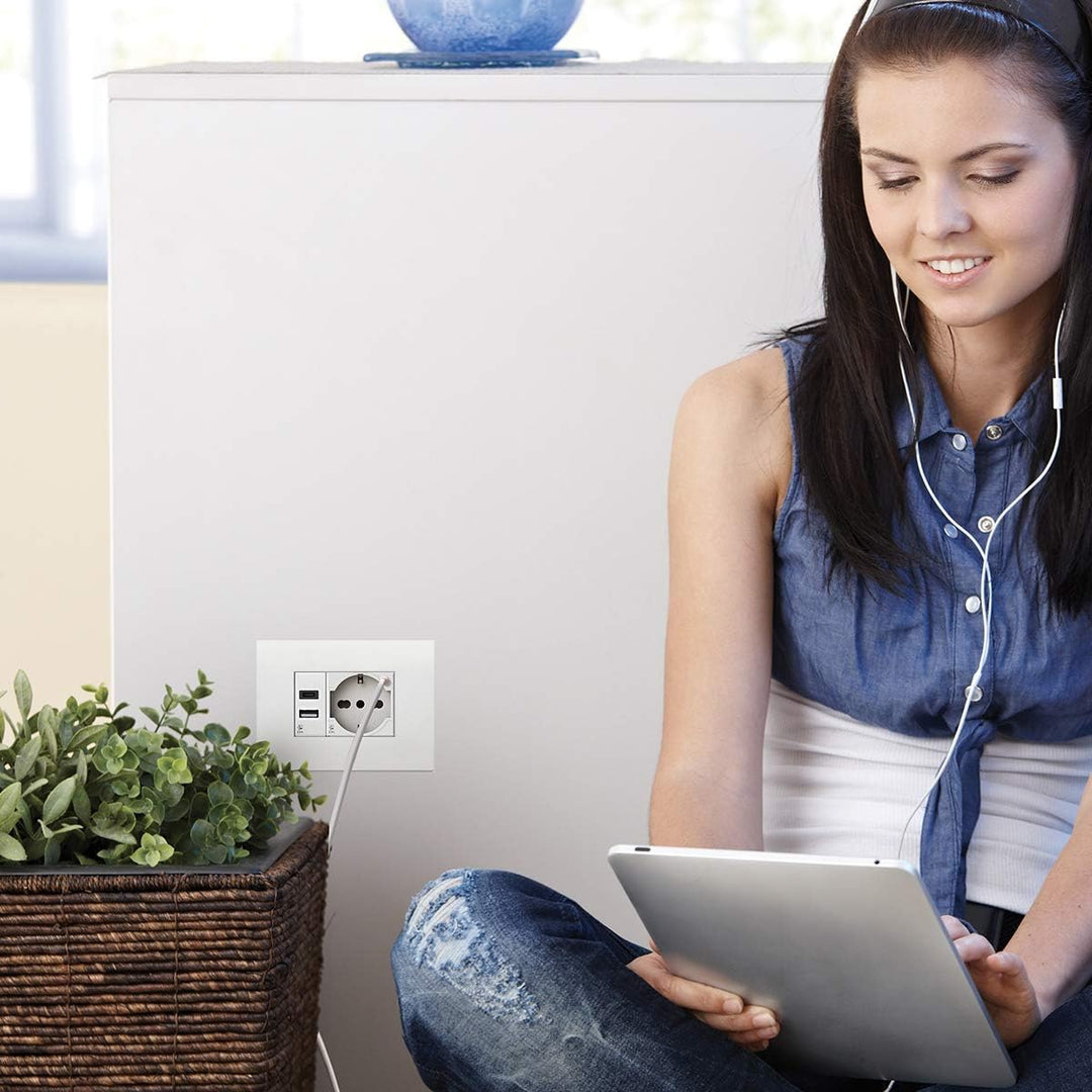 P40 USB3.0 Schuko-Steckdose Typ P40 mit integriertem 3 Ampere USB-Netzteil Typ C kompatibel mit Btic