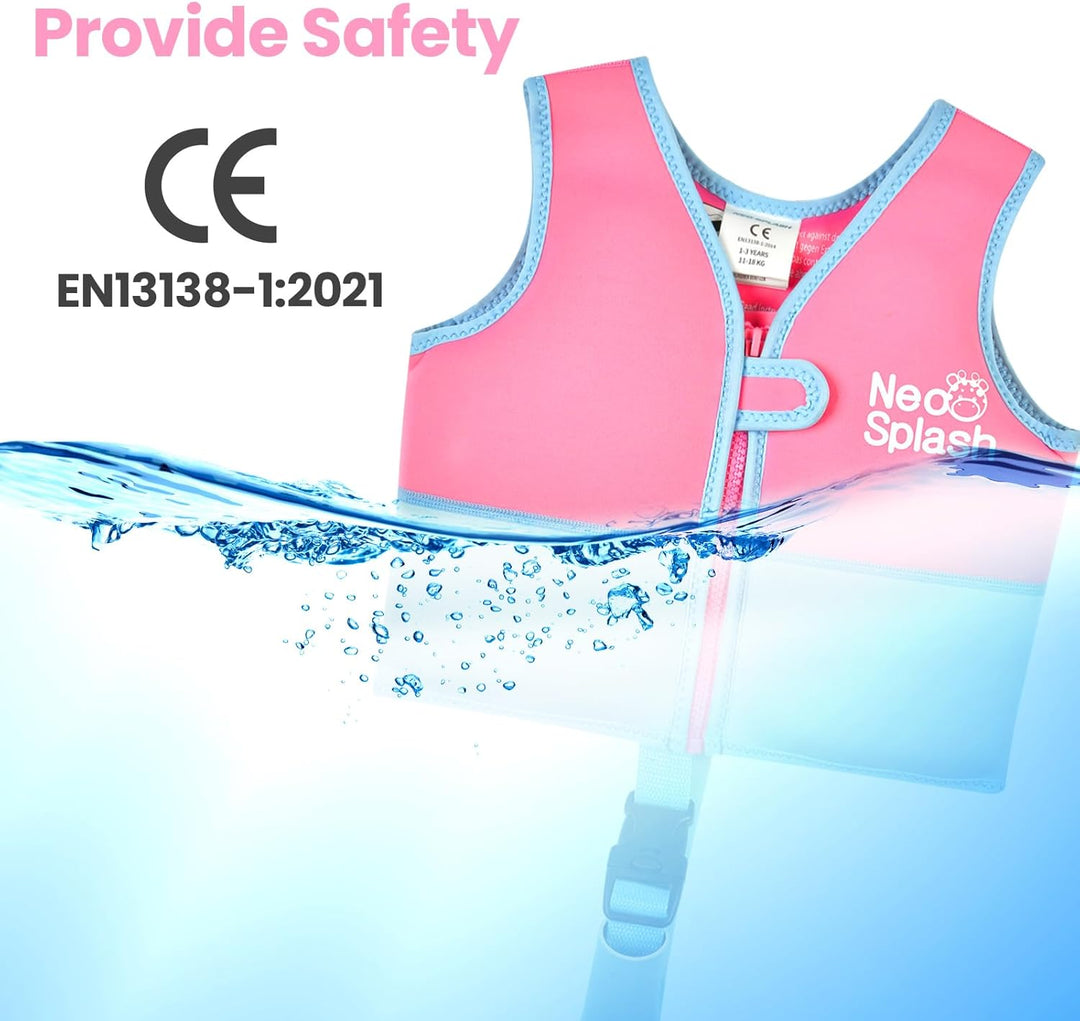Kinder Mädchen Junge Schwimmlernweste, Schwimmhilfe Schwimmen Jacket für Kleinkinder Alter 1-6 mit E