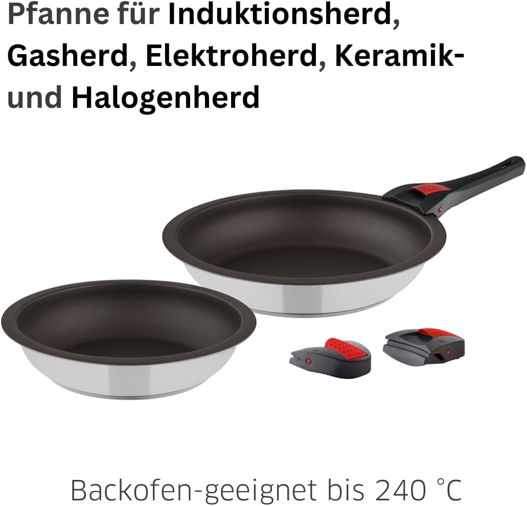 Beschichtete Pfanne Induktion ∅ 28cm, Stapelbar, & Platzsparend, Für alle Herdarten & Ceranfeld Anti