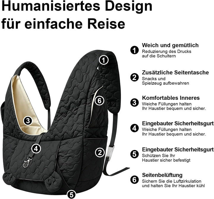 Hundetragetasche Bis 10 Kg, Freihändige Front Hunderucksack mit Verstellbarem Gurt, Bequeme Hunde Tr