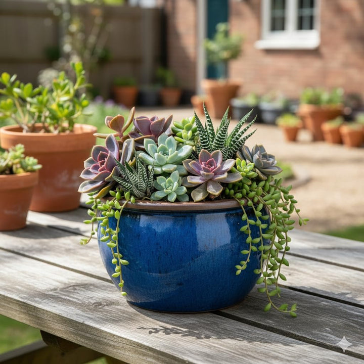 Teramico Blumentopf Pflanzgefäss Übertopf Modell Bavaria Grün Blau Verschiedene Grössen - absolut fr