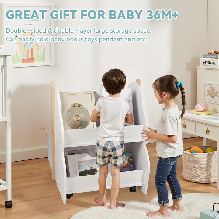 Bücherregal, Bücherregal, Aufbewahrung aus Holz, 2-in-1, Mini-Regal für Kinder Jungen und Mädchen vo