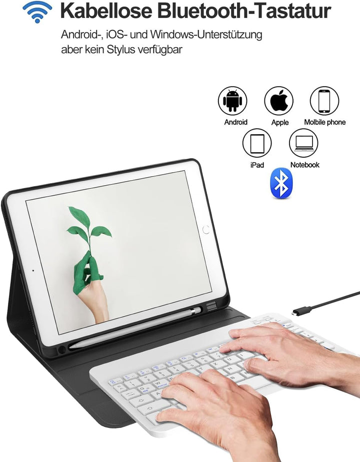 IVEOPPE Tastatur für iPad 9. Generation, Hülle mit Tastatur für iPad 10.2" (9./8./7. Generation), Ma