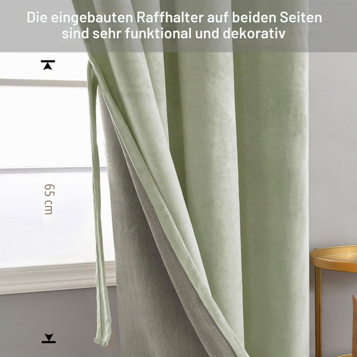 JIUZHEN Verdunklungsvorhang aus Samt,2er Set weiche blickdichte Gardinen mit Ösen für Schlafzimmer,1