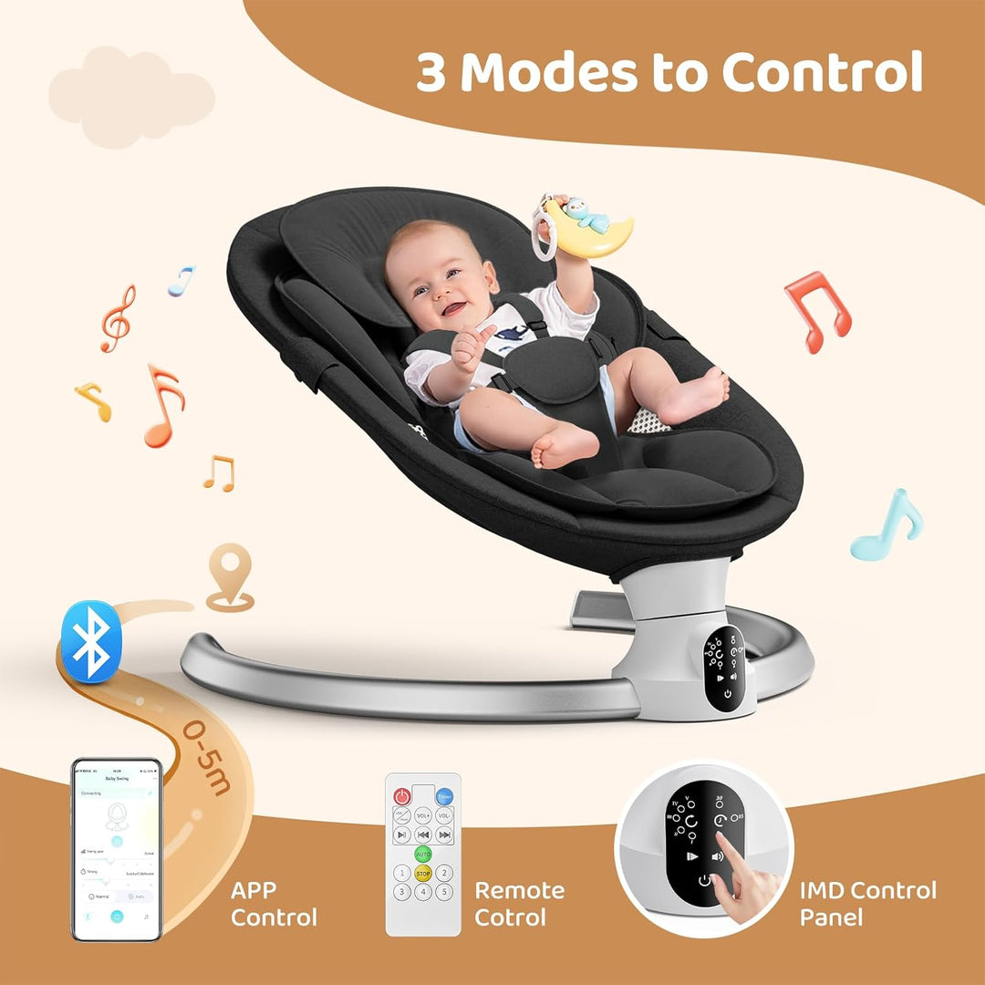 Babyschaukel Elektrisch,Helangel Elektronischer Baby Schaukelsitz mit Kabel und mit Bluetooth Elektr
