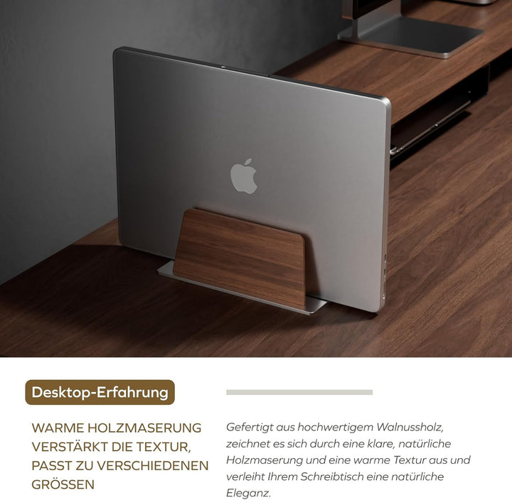 muso wood Laptop Ständer Vertikal - Aluminium und Walnussholz Vertical Laptop Stand Laptop Ständer V