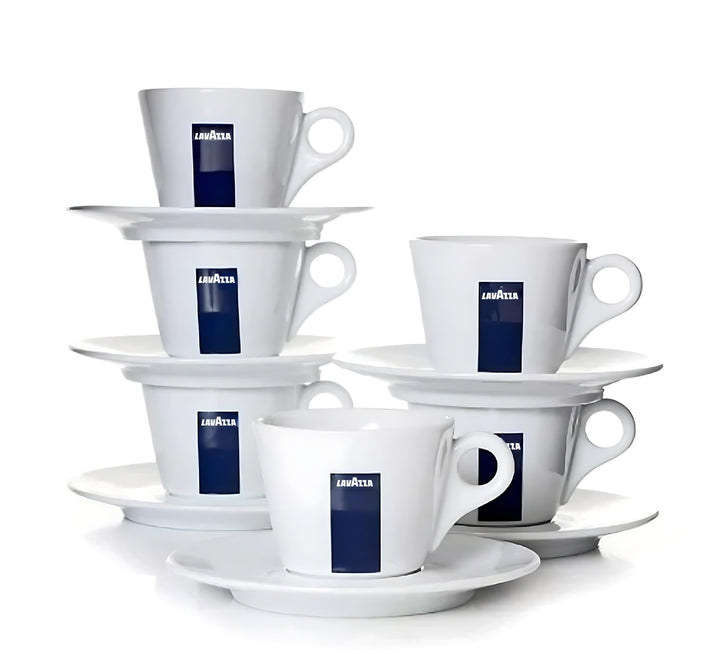 Lavazza Blu Collection Cappuccino Tasse, 6er Pack, Kaffeetasse, Porzellan, Weiss, 165ml, 20002131