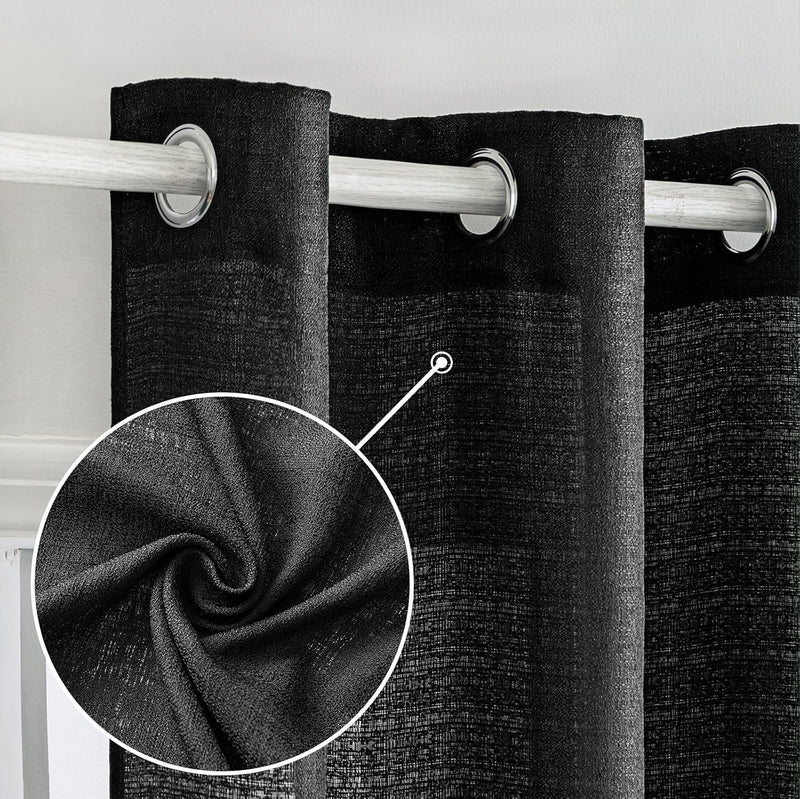 MIULEE 2er Set Voile Vorhang Sheer Leinenvorhang mit Ösen Transparente Unregelmässige Textur Gardine