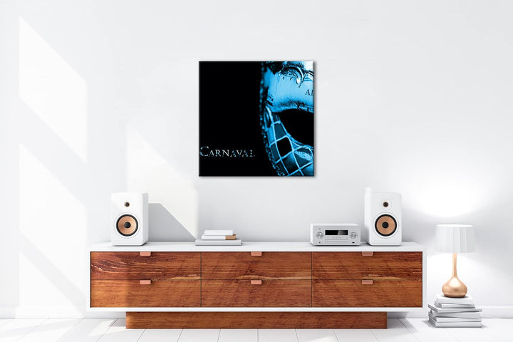 deyoli Dark Karnevals Maske Format: 70x70 Effekt: Monocrome Blau als Leinwand, Motiv fertig gerahmt