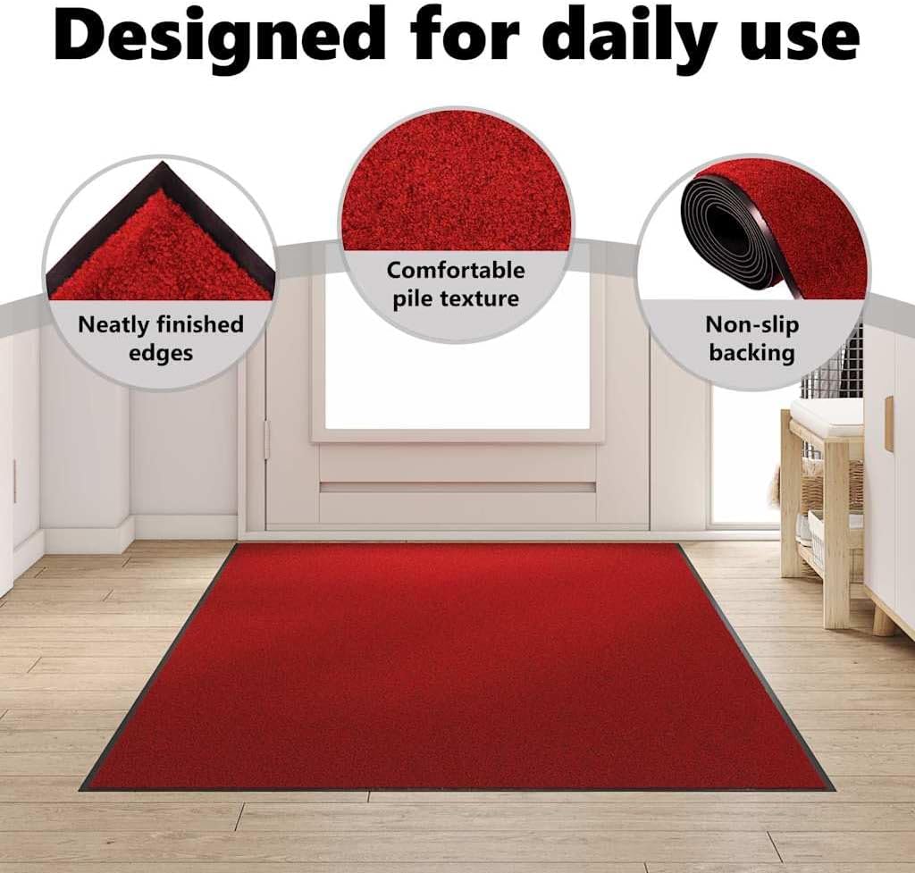 vidaXL Fussmatte Rot und Schwarz 120 x 250 cm 100% Polyamid, Hochwertige, rechteckige Fussmatte, rut