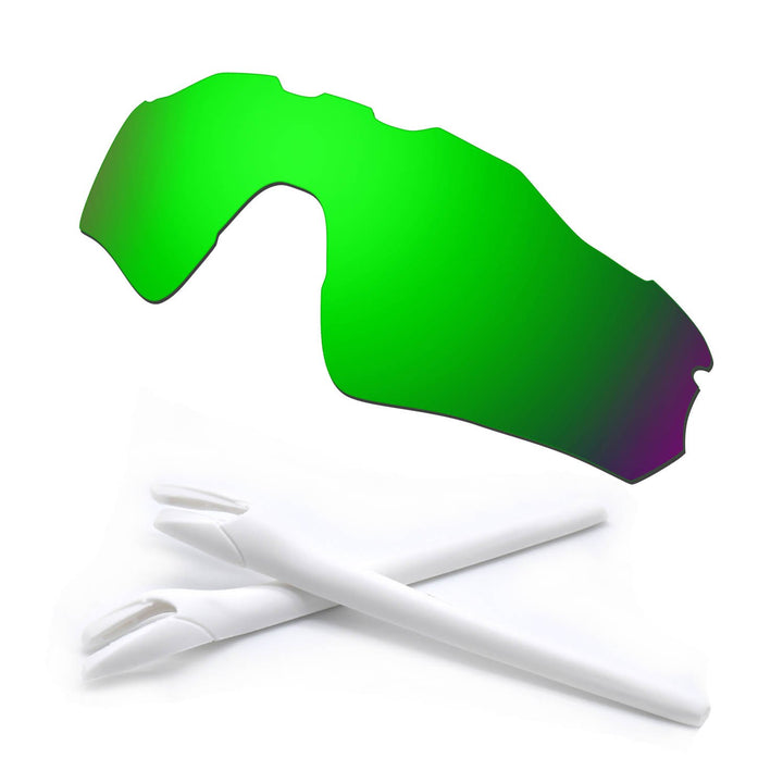 HKUCO Green Polarized Replacement Lenses and White Earsocks Rubber Kit For Oakley Radar EV Path Sung