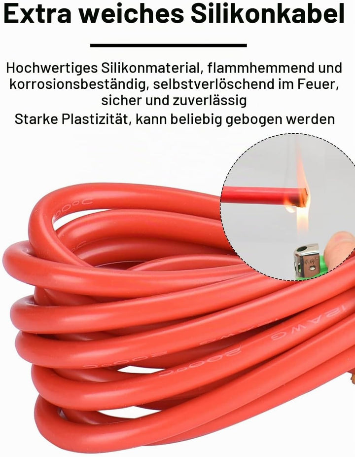 DIHOOL batteriekabel 35mm2 m8 150cm 2 AWG Silikonkabel Wellrohr Kabelrohr Weich und Flexibel Hitzebe