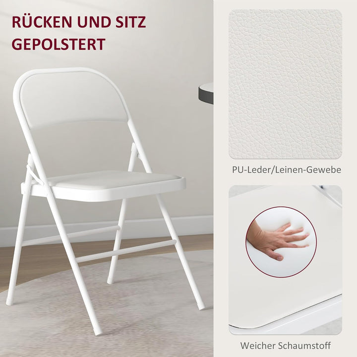 HOMCOM 4er Set Klappstuhl Campingstuhl mit Gepolsteter Rückenlehne, Klappbar Bürostuhl mit Stahlrahm