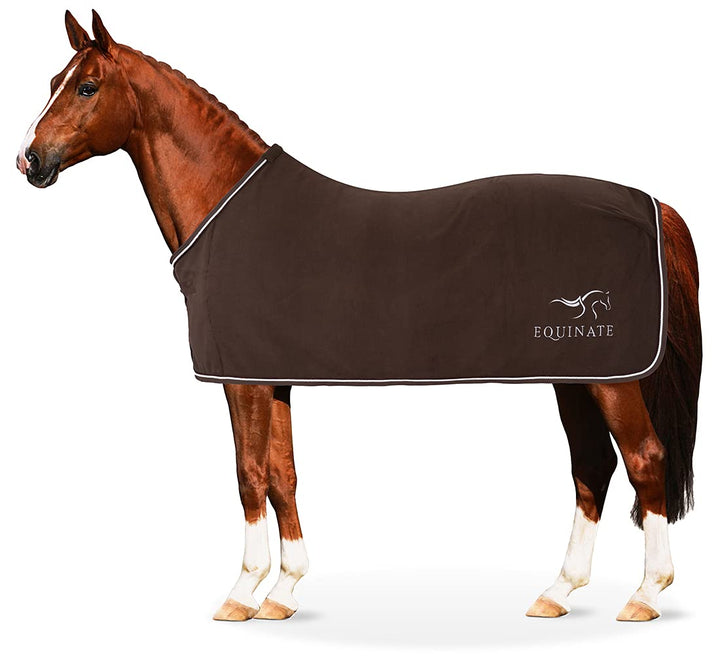 Equinate Abschwitzdecke Springdale aus Polarfleece mit Widerristpolster 155cm Braun Braun 155cm, Bra