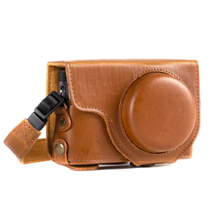 MegaGear MG1260 Panasonic Lumix DC-TZ95, DC-TZ90 Ever Ready Leder Kamera-Case mit Trageriemen - Hell