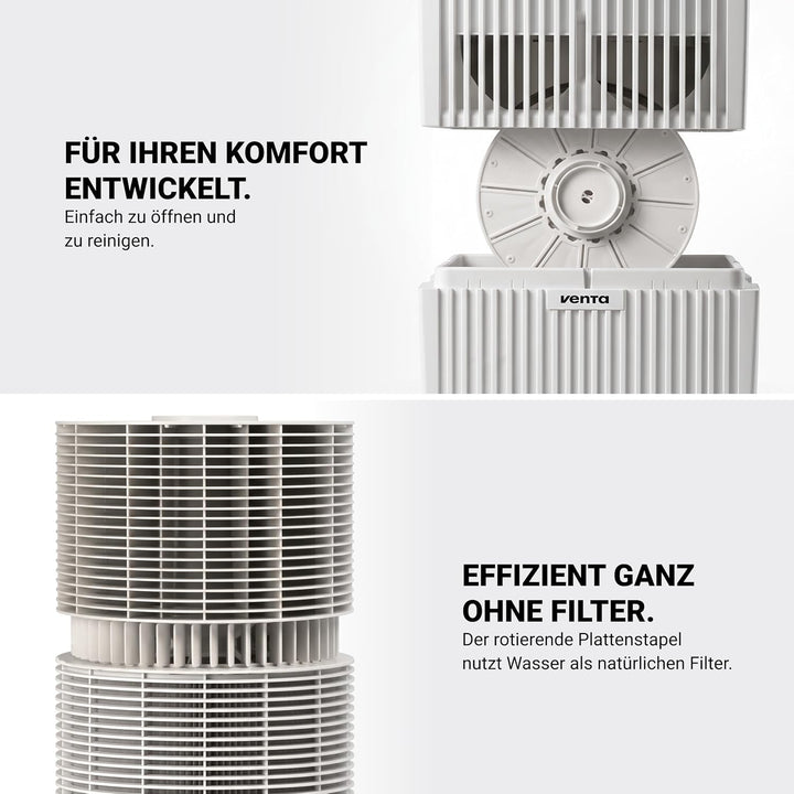 Venta Luftbefeuchter LW15 Classic Original, sehr leise 20 dB(A), energieeffizient 2 Watt, hygienisch