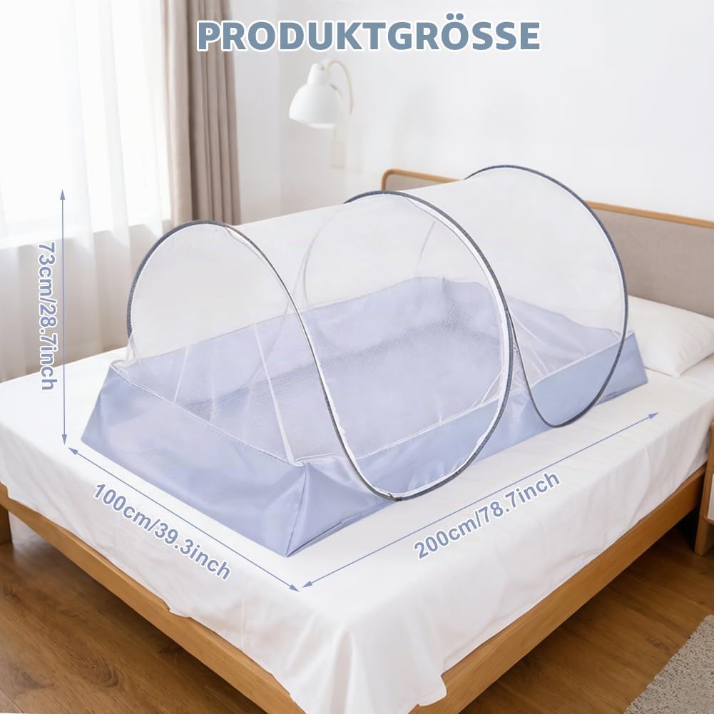 Faltbares Moskitonetz, Moskitonetz Pop Up, Moskitonetzs Reise, Moskitonetzs Bett, 200 x 100 x 73 cm,