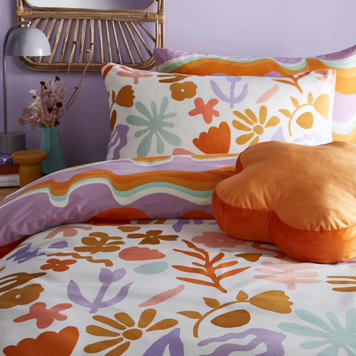 furn. Möbel. Amelie abstrakte Blumen -Bettdecke -Cover -Set King (U.K. Standard) Multicolor, King (U