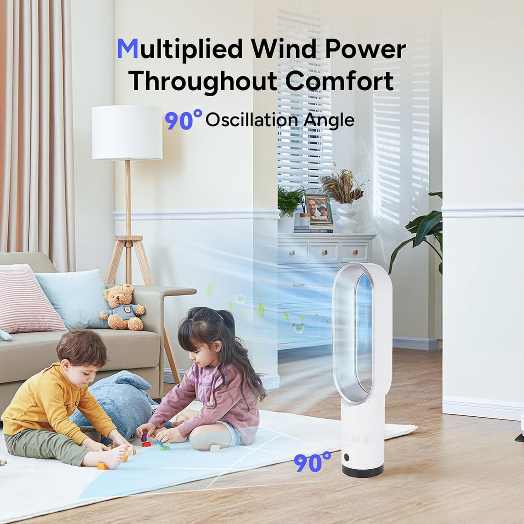 Rotorloser Ventilator mit Luftreiniger, 18-Zoll Turmventilator Leise mit Fernbedienung, 8 Geschwindi