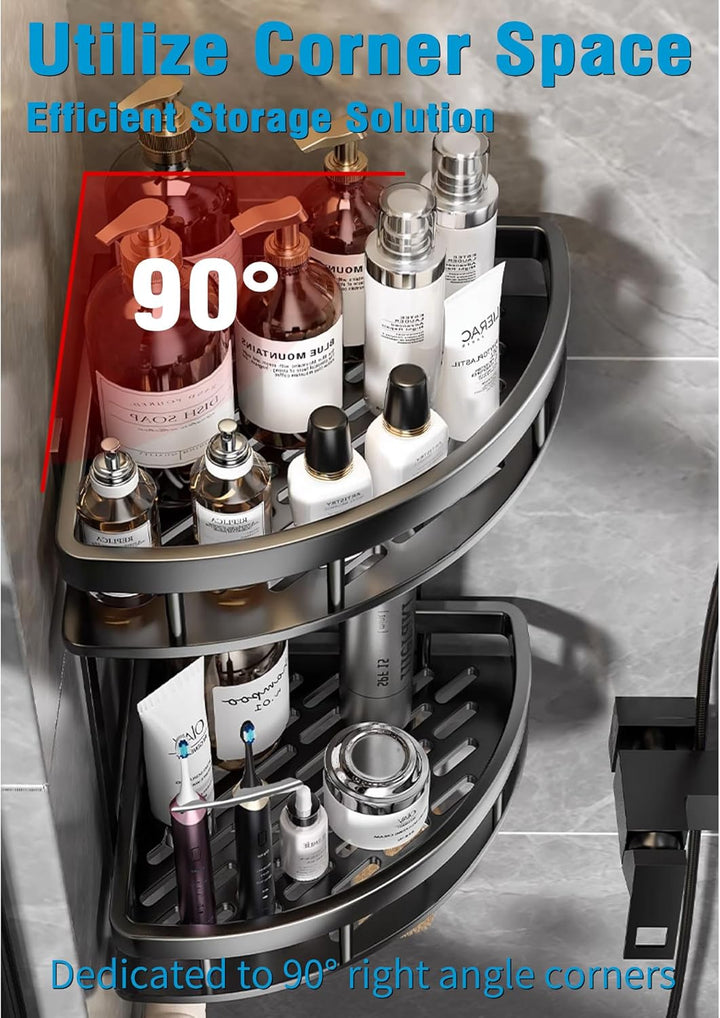 GERUIKE Duschkorb Ohne Bohren Ecke - Duschregal Ohne Bohren Schwarz Matt - Duschablage Ecke Badezimm