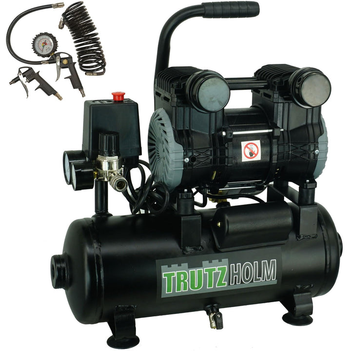 TRUTZHOLM brushless silent Flüsterkompressor tragbar innenbeschichtet 750W / 9 Liter silent leise 57
