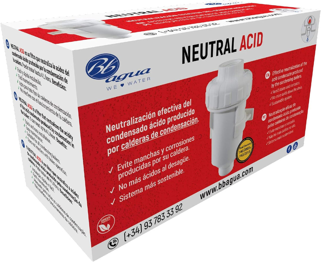 Neutraler Acid-Filter. Neutralisiert Säure-Kondensat, verlängert die Lebensdauer und reduziert die W
