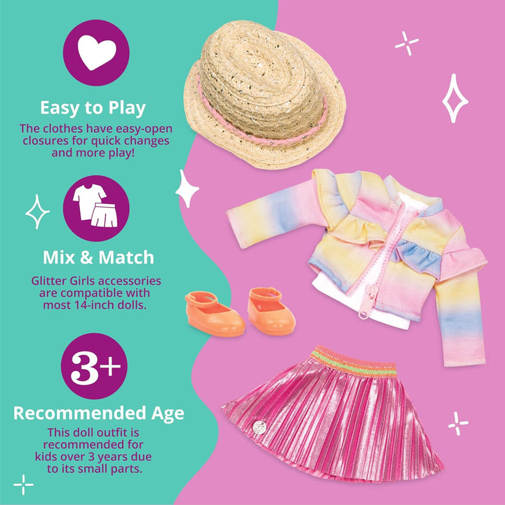 Glitter Girls - Süssigkeiten mit Rüschen und Falten - Niedliches Multicolor-Outfit - Regenbogen Jack