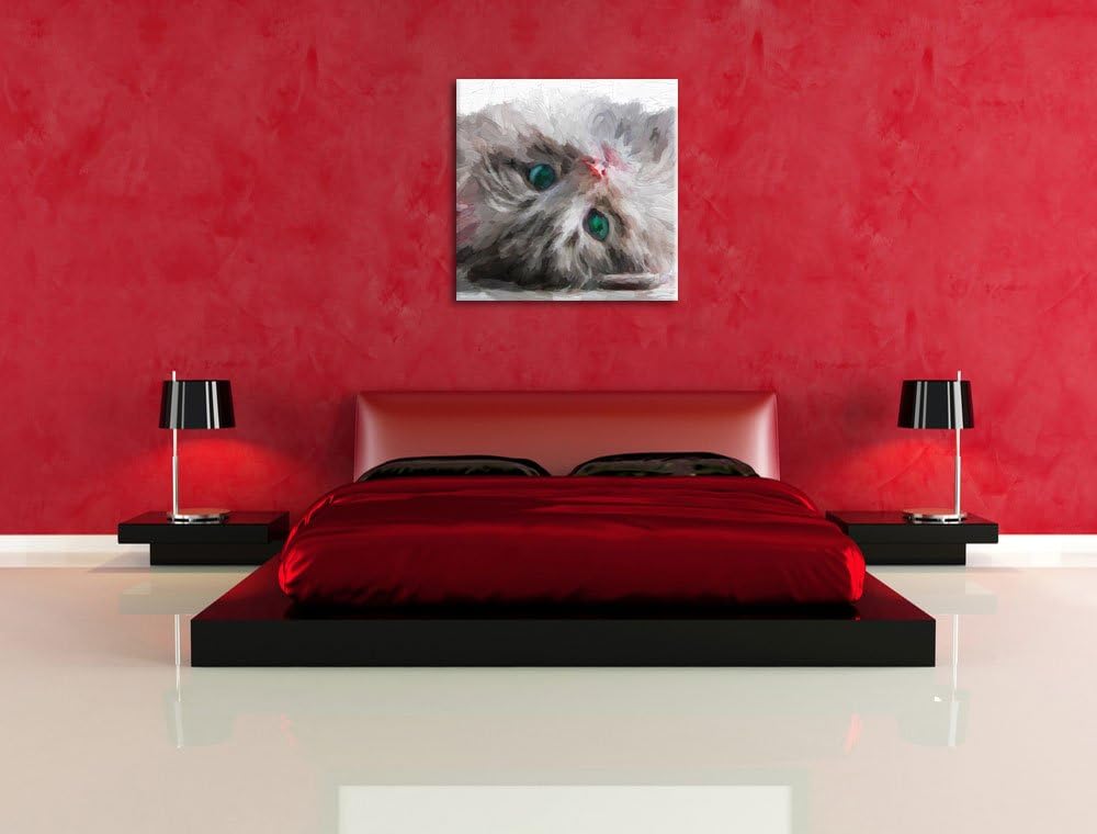 Pixxprint Süsses Katzenbaby als Leinwandbild/Grösse: 70x70 cm/Wandbild/Kunstdruck/fertig bespannt, 7