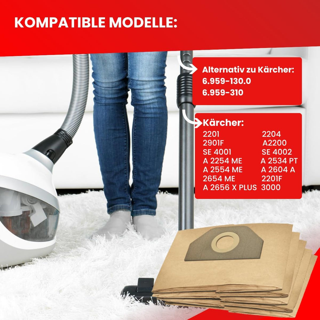 Invest - Staubsaugerbeutel Ersatz, Filtertüten Beutel Kompatibel mit Kärcher: 2701, 2701 TE, 2731, 3