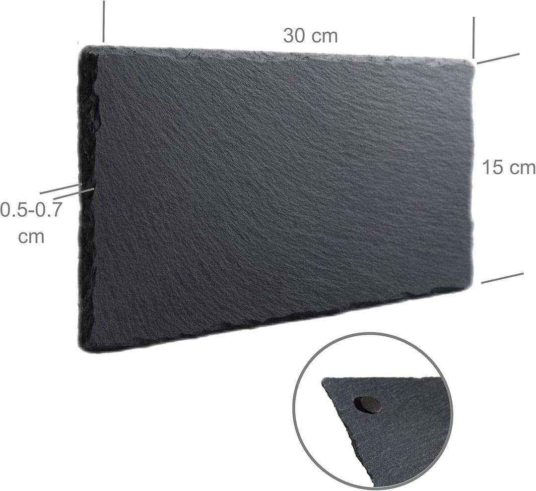 eGenuss 6er-Set Schieferplatten Dessertteller Sushi Geschirr schwarz Teller Schiefer Serviertablett
