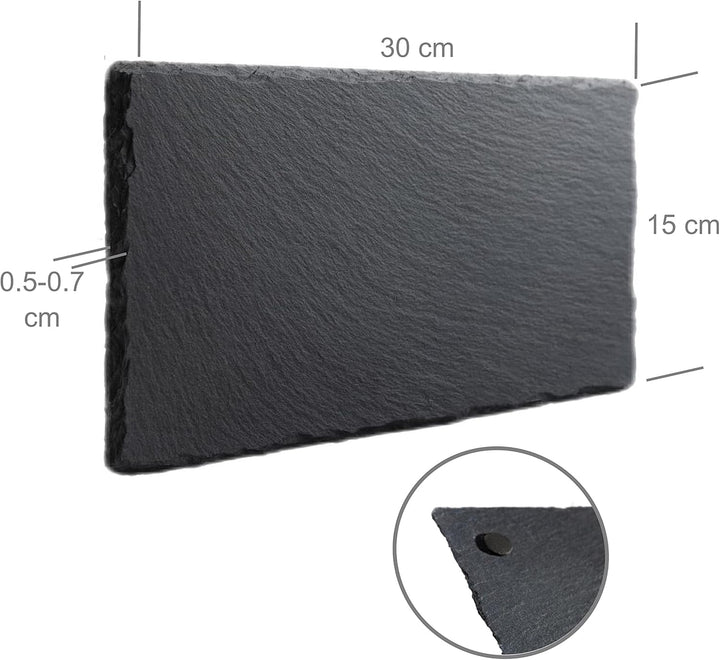 eGenuss 6er-Set Schieferplatten Dessertteller Sushi Geschirr schwarz Teller Schiefer Serviertablett