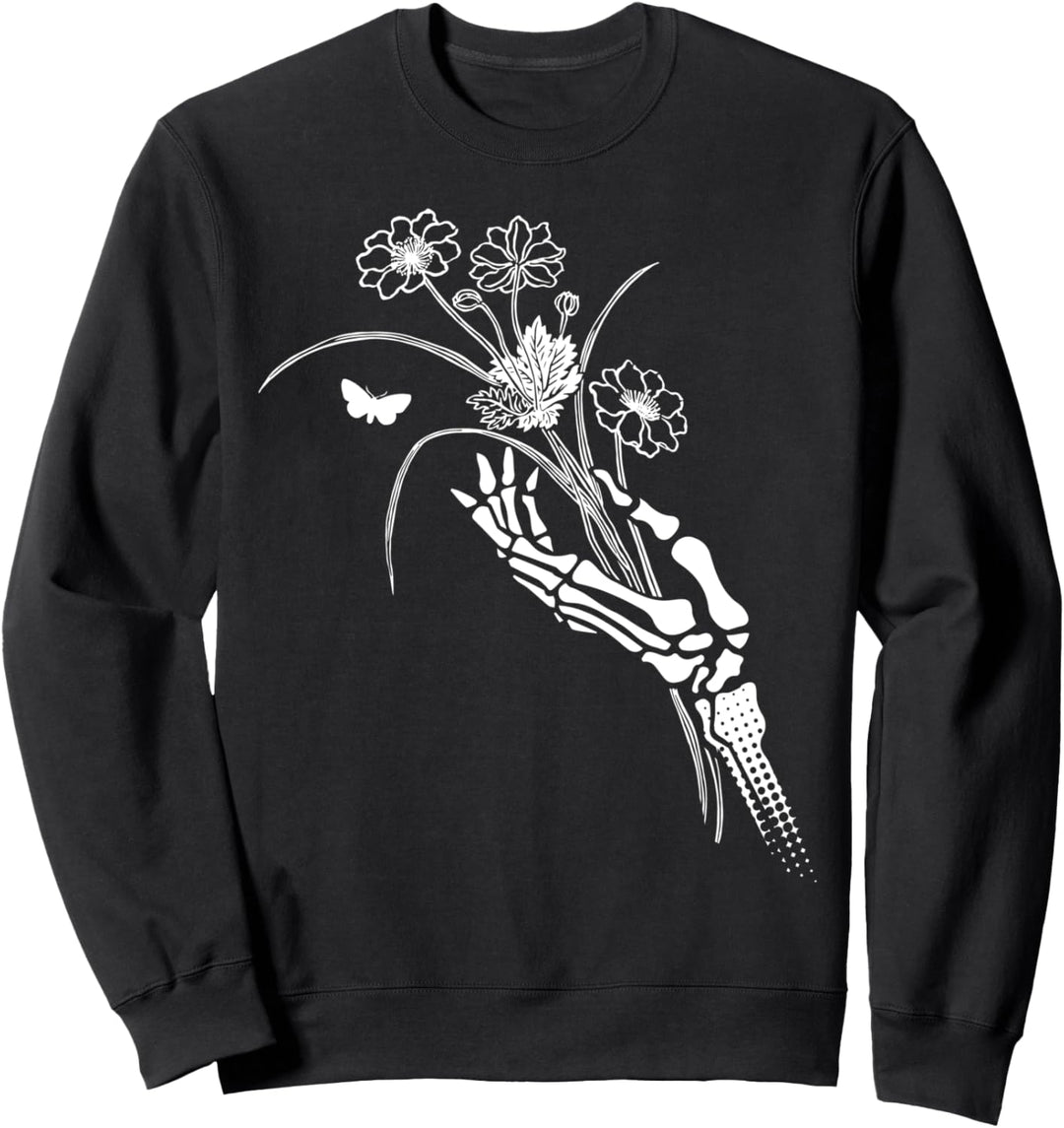 Death Nurtures Life Skeleton Hand And Flowers Sweatshirt