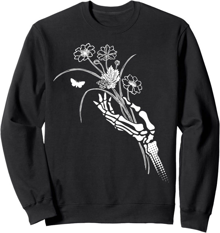 Death Nurtures Life Skeleton Hand And Flowers Sweatshirt