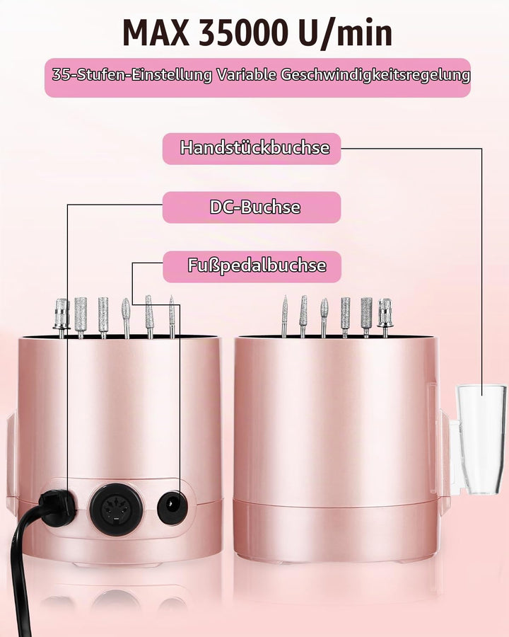 Nagelfräser, Elektrische Nagelfeile für Gelnägel, Nagelfräser Elektrische für Gelnägel 35000 u/min,