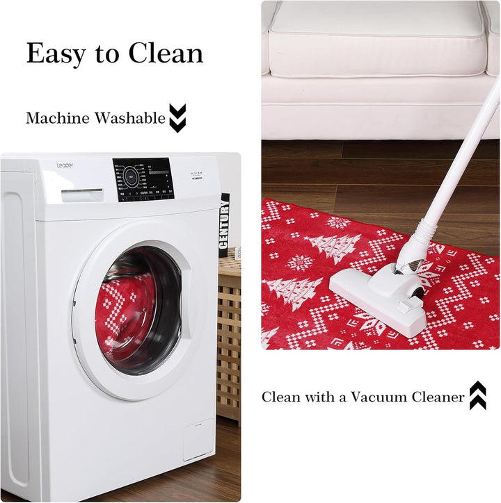 CAROMIO Maschinenwaschbarer runder Weihnachtsteppich für Schlafzimmer, Innenbereich, Überwurf, Weihn