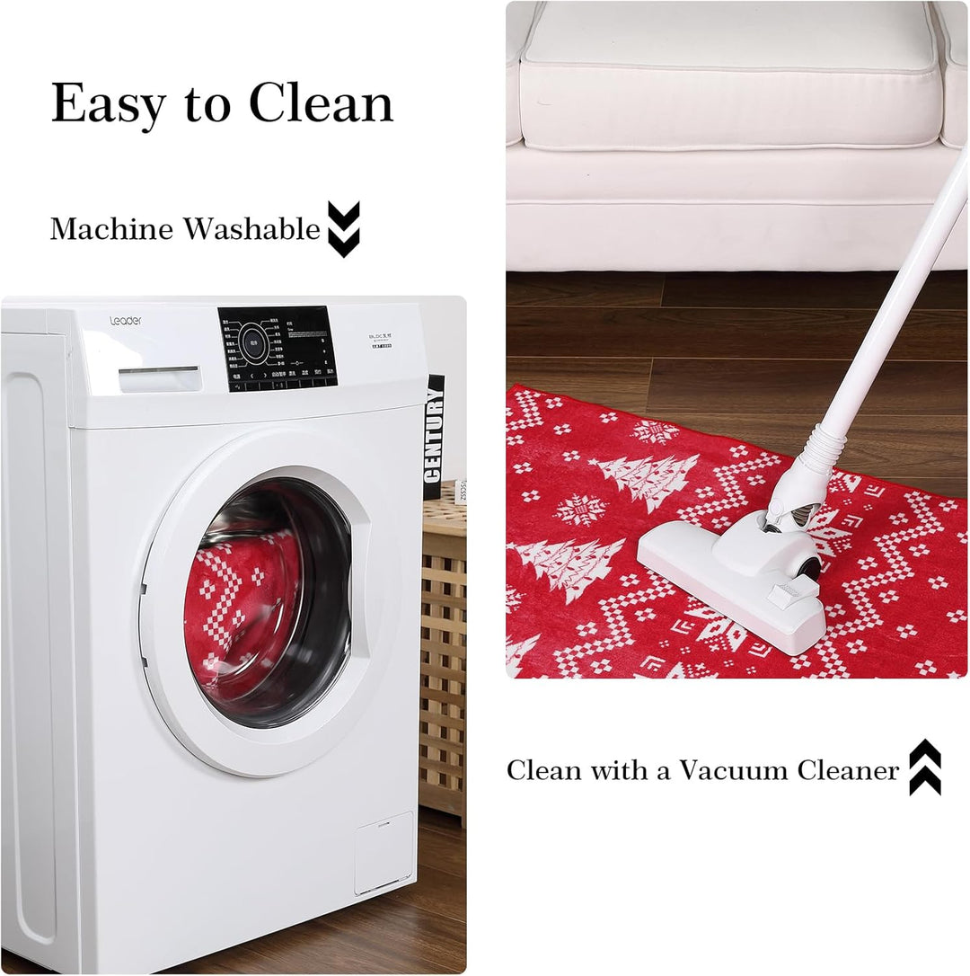 CAROMIO Weihnachts Schneeflocken Innenläufer, Maschinenwaschbarer Teppich Rutschfester Bodenteppich