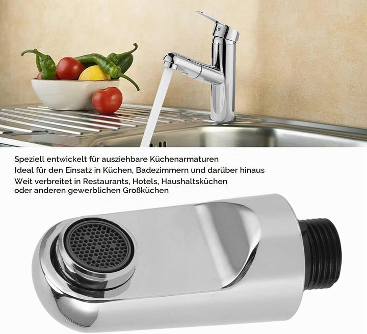 Brausekopf Küchenarmatur Ersatz, Fester Sprühkopf in Hochglanz Chrom, Universeller Austausch Brausek