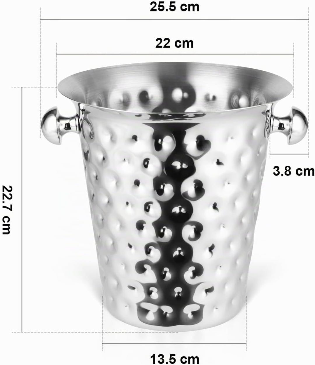 Sektkühler, Eiskübel Edelstahl 5l,Champagner Kühler mit Griff für Bar, Party, Grill (Silber), Silber