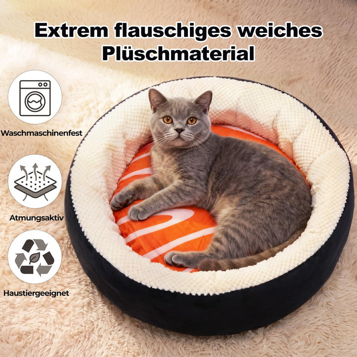 Katzenbett, Hundebett Kleine Hunde, Katzenkissen, 53x53x15cm | Sushi-Korb mit Hohem Rand, Super Flau