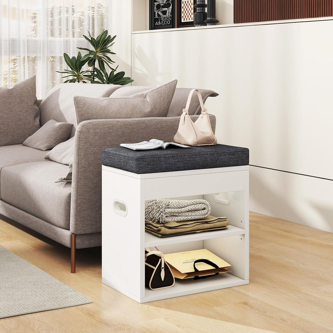 YMYNY Schuhbank mit Sitzfläche und Schublade, 2-Stufig Schuhschrank mit sitzbank, Schuhregal Klein m
