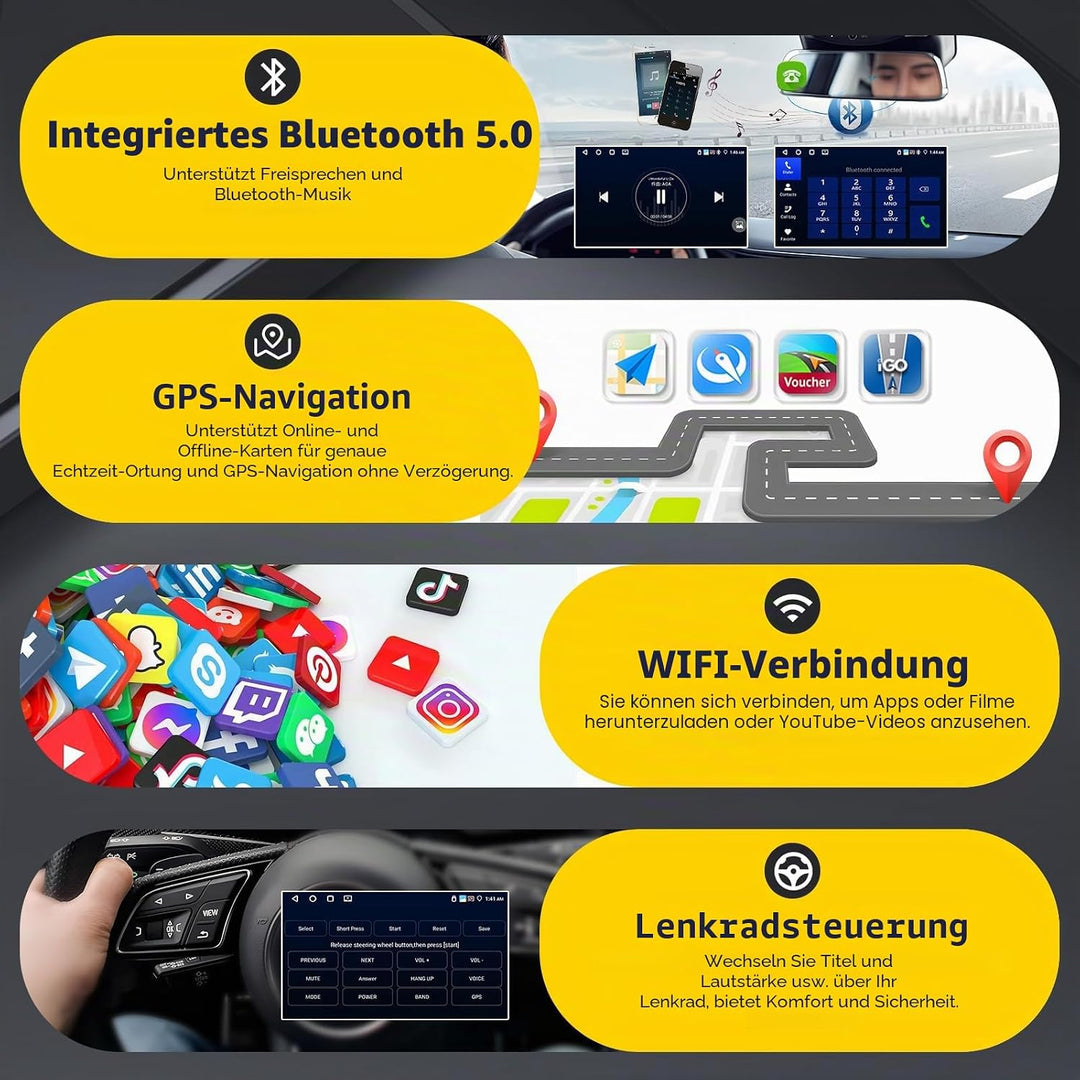 Inefala Upgrade 4G+64G Autoradio Android 15 für Nissan Qashqai 2006 2007 2008 2009 2010 2011-2016, 9