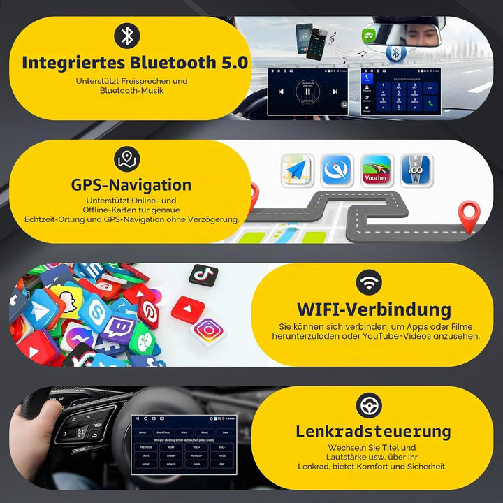 Inefala Upgrade 4G+64G Autoradio Android 15 für Nissan Qashqai 2006 2007 2008 2009 2010 2011-2016, 9