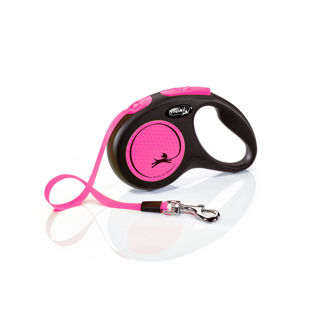flexi® Neon S Gurt 5 m schwarz/neon-pink, Roll-Leine für Hunde bis 15 kg klein Pink, klein Pink