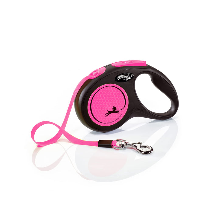 flexi® Neon S Gurt 5 m schwarz/neon-pink, Roll-Leine für Hunde bis 15 kg klein Pink, klein Pink