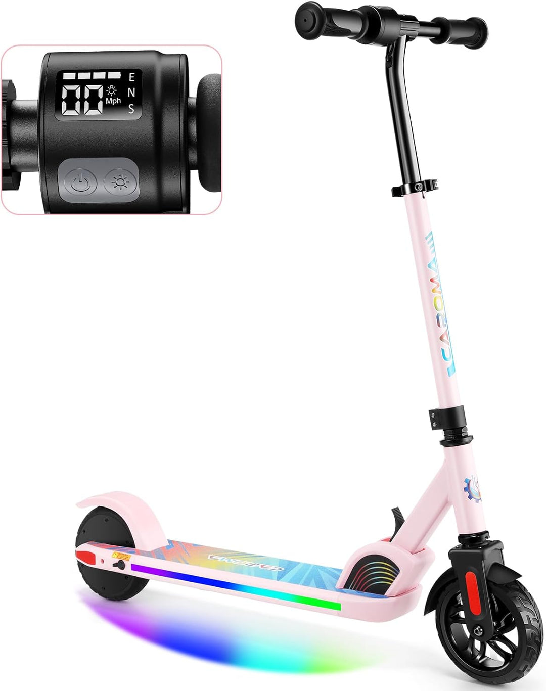 Caroma Elektroroller für Kinder von 8-12 Jahren, 180W Motor, 16 km/h, 60 min Fahrzeit, Einstellbare