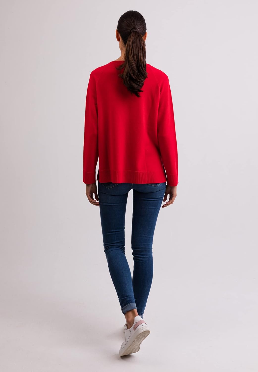 CASH-MERE.CH 100% Kaschmir Damen Pullover mit geradem Schnitt und Seitenschlitz | Sweater V-Ausschni