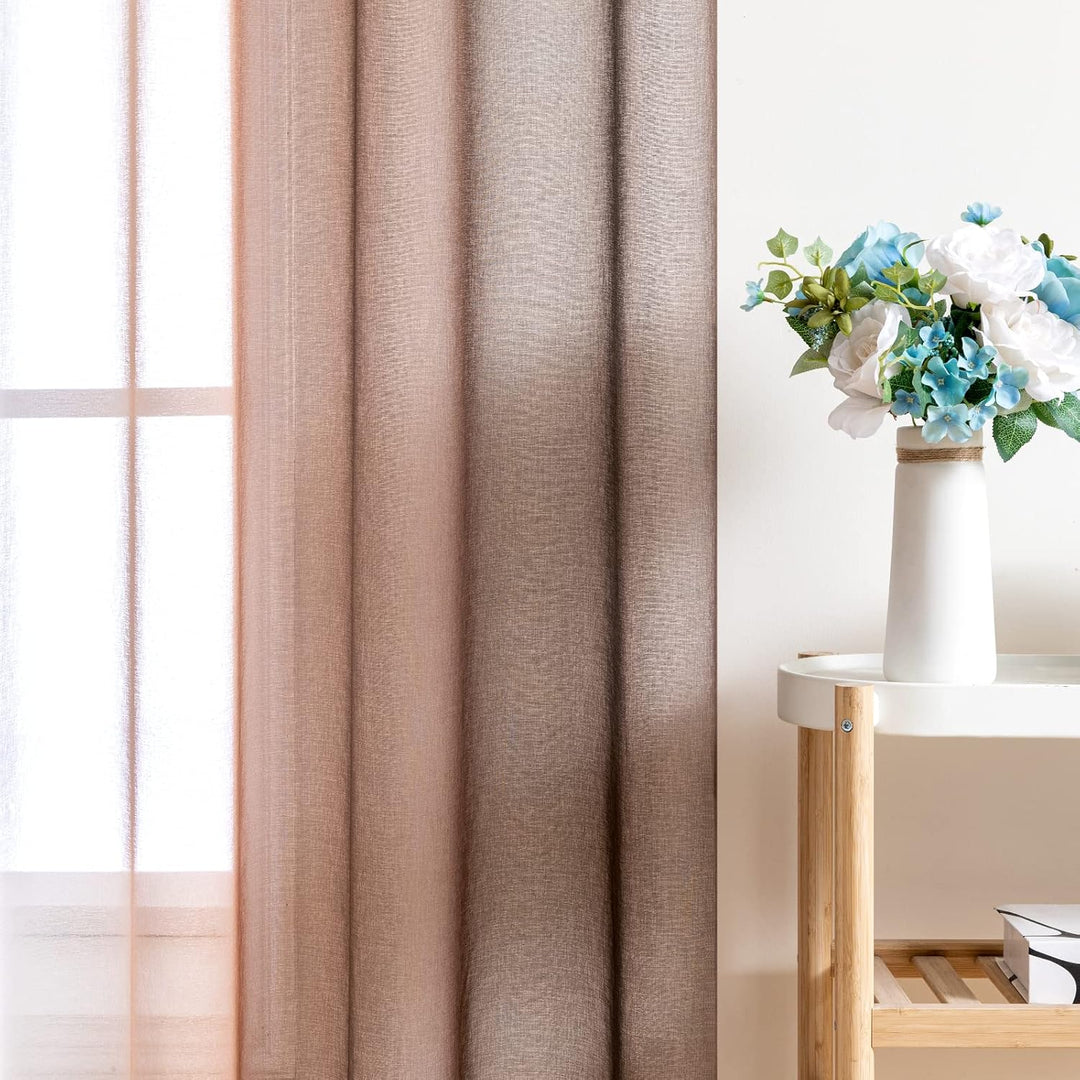 MIULEE 2er Set Voile Vorhang Zweifarbiger Vorhang mit Ösen Transparente Gardine Ösenschal Fenstersch