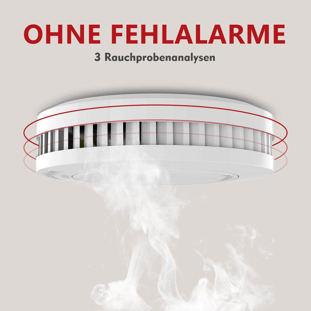 RUNIDUR 5er Feuermelder Set 10 Jahren Batterie, kostenloser Rückgabe, Feuermelder ohne Blinken, Weis