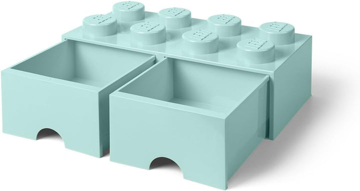 Lego Brick Schublade 8 Knöpfe, 2 Schubladen, stapelbar Aufbewahrungsbox, 9,4 l, Aqua (Mint grün), 32