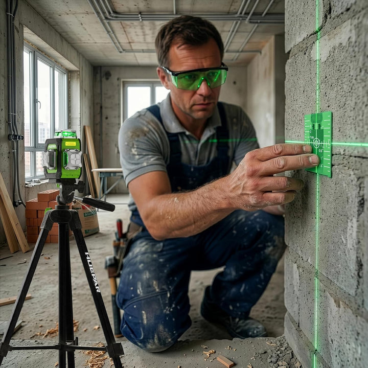 Huepar Laser-Wasserwaage 360° mit Stativ, selbstnivellierende, wiederaufladbare Laser-Wasserwaage zu